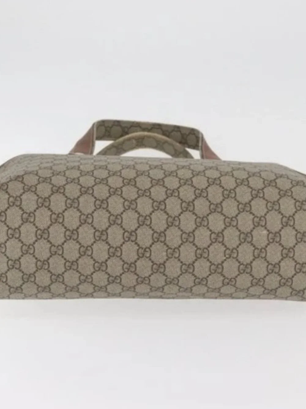 GUCCI GG Supreme Web Sherry Line Tote Bag PVC Beige Gold 211134 Auth BA13026